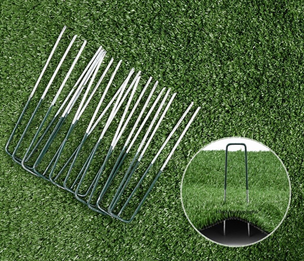 Weed Fabric Galvanised Staples Garden Turf Pins Securing Pegs U Artificial Grass  > UK Fast Shipping!