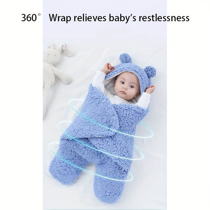 Winter Baby Sleeping Bag Bear Nap Printed Sleeping Bag, Suitable For Babies Aged 0-10 Months, Soft Nap Mat With Removable Pillow