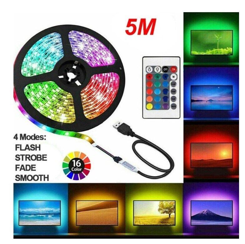 USB LED Light Strip 2-5M RGB Color 5050 Color Changing With TV Kitchen Lighting (UK Shipping only)