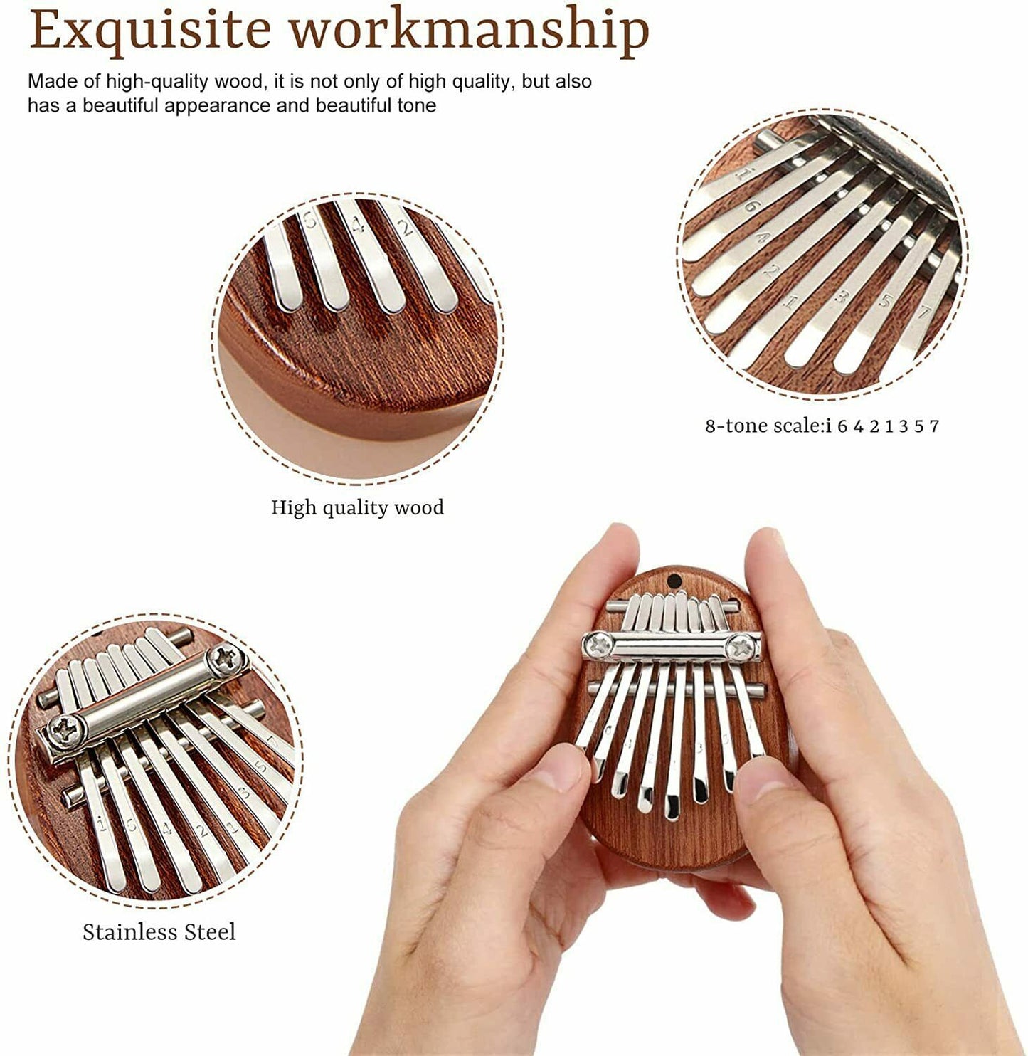 8 Keys Mini Kalimba Thumb Piano Finger Portable Wood Musical Toy Gift For Kids 8 Key Mini Kalimba Thumb Piano With Lanyard Finger Piano Portable Marimba Musical Pendant Gift