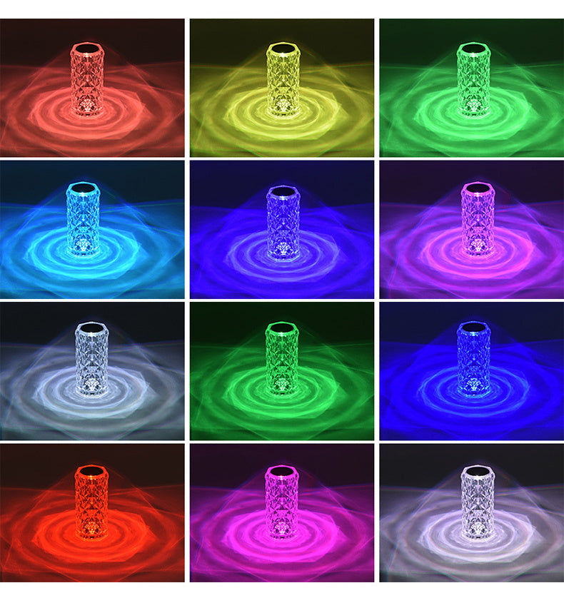 LED Crystal Table Lamp Rose Light Touch Enabled 16 Colors