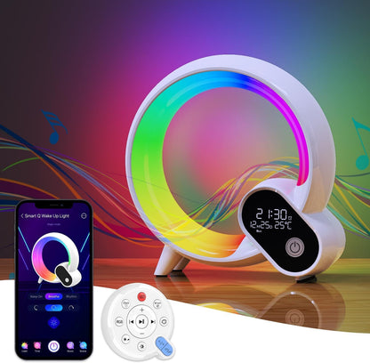 Smart Creative Q Light Analog Sunrise Digital Display Alarm Clock Bluetooth Audio Intelligent Wake-up Q Colorful Atmosphere Light