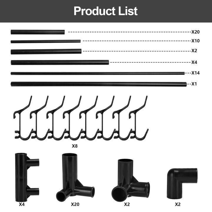 New Coat And Hat Stand 8 Hooks Metal Shoe Rack 5 Tiers Shelf Hanger Black