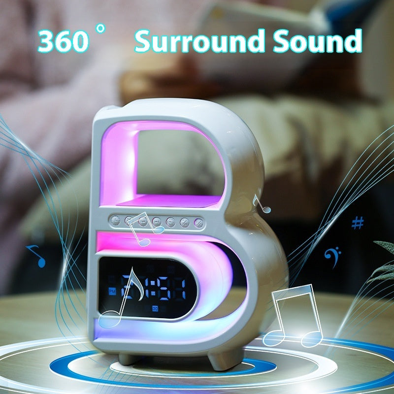 2024 New B-Shaped Bluetooth Speaker Multifunctional Smart Music Rhythm Lighting Phone Wireless Charger