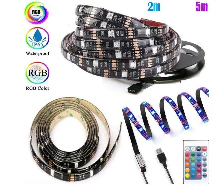 USB LED Light Strip 2-5M RGB Color 5050 Color Changing With TV Kitchen Lighting (UK Shipping only)