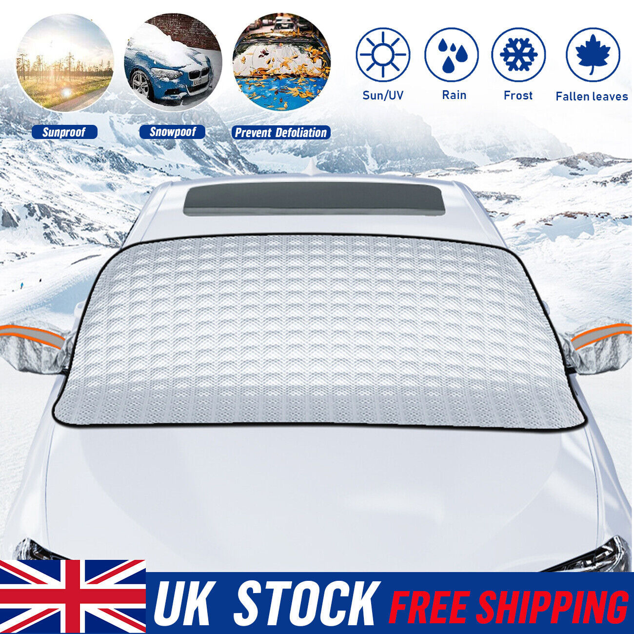 4 Layers Magnetic Car Windscreen Cover Winter Ice Frost Snow Protector Sunshade