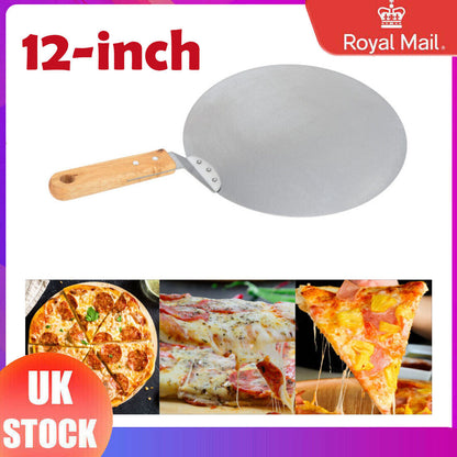 Stainless Steel Pizza Paddle Peel Bakers BBQ Oven Restaurant Tray Wooden Handle