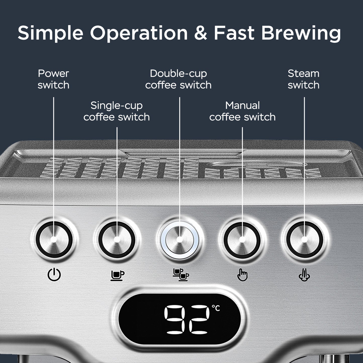 Geek Chef Espresso Machine, 20 Bar Espresso Machine With Milk Frother For Latte, Cappuccino, Macchiato, For Home Espresso Maker, 1.8L Water Tank, Stainless Steel