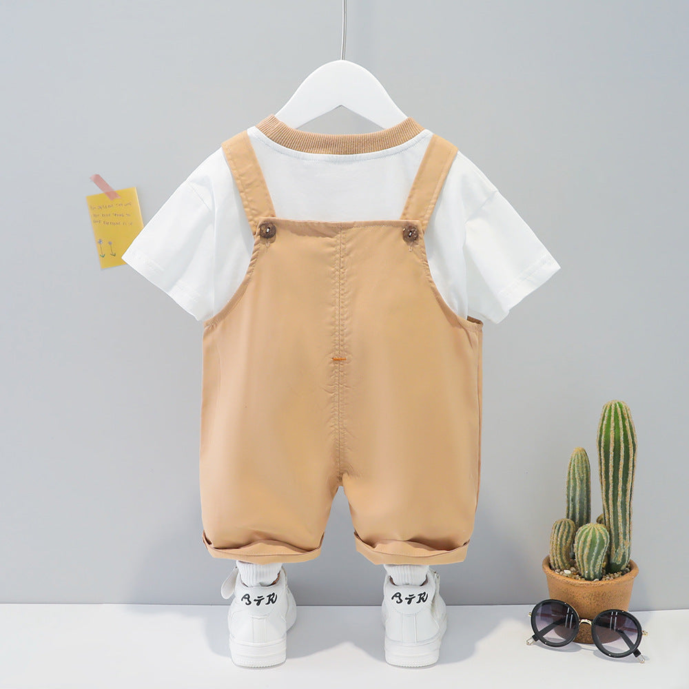 Children's Clothing Men And Women Baby Summer Cartoon Short-sleeved Overalls