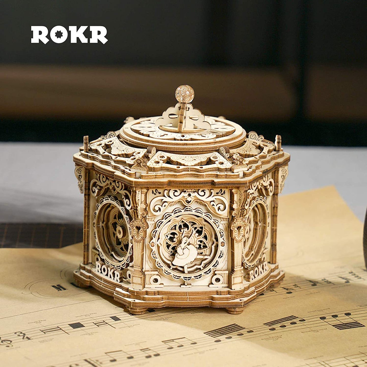 Robotime Rokr DIY Mechanical Music Box Kit 3D Wooden Puzzle Box For Adults Self-Assembly Building Project - Secret Garden UK Fast Shipping!