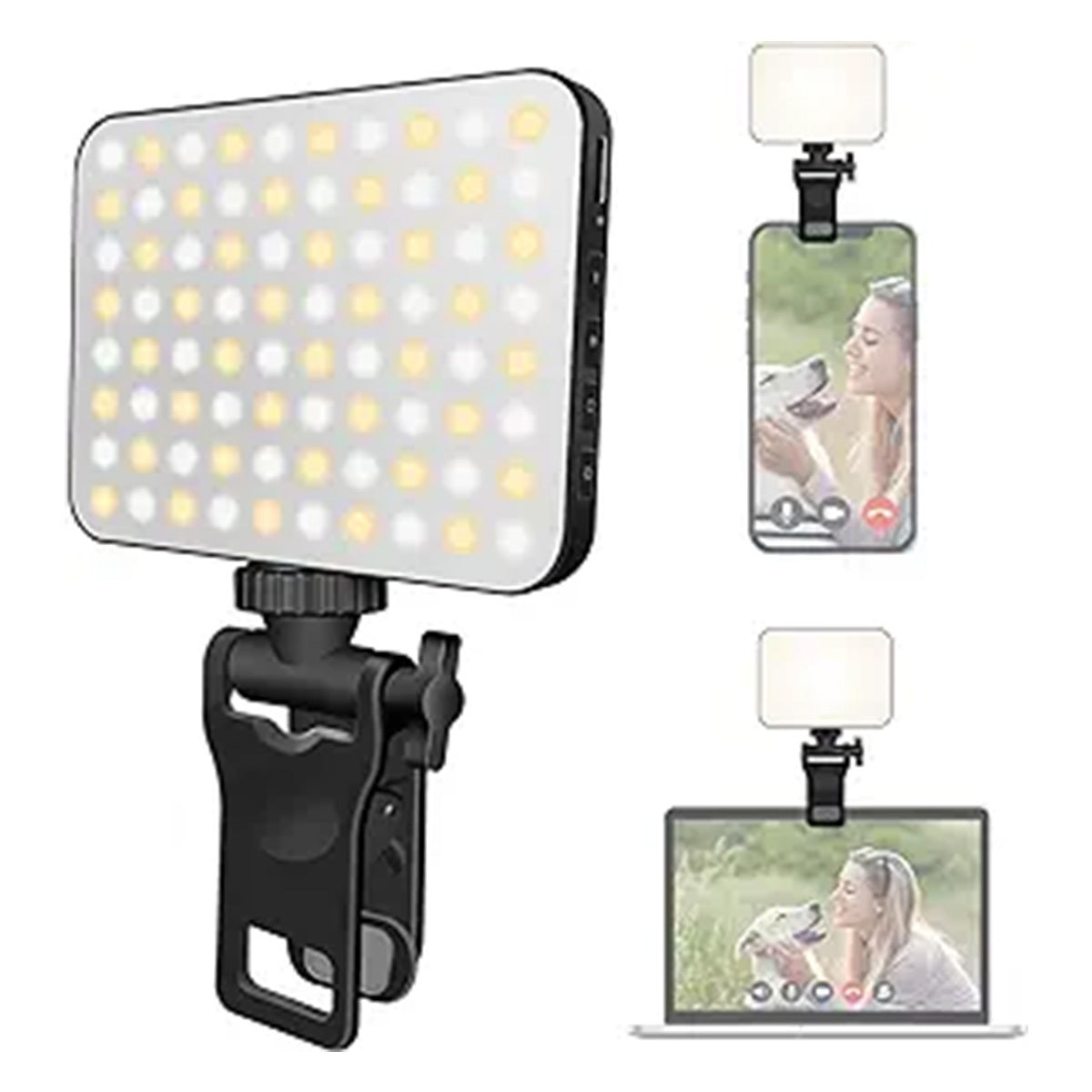 Rechargeable Selfie Light, Clip Fill Light For Phone Laptop Tablet Portable Light For Video Conference Live Streaming Zoom Call Makeup Picture White