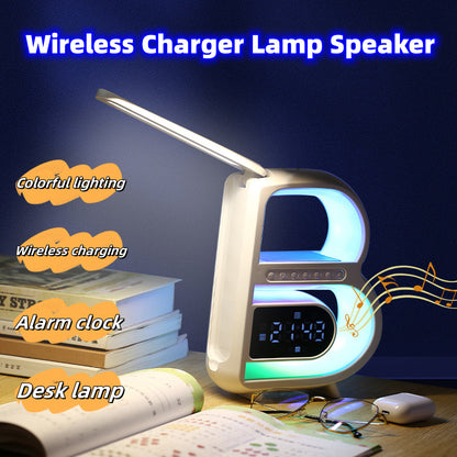 2024 New B-Shaped Bluetooth Speaker Multifunctional Smart Music Rhythm Lighting Phone Wireless Charger