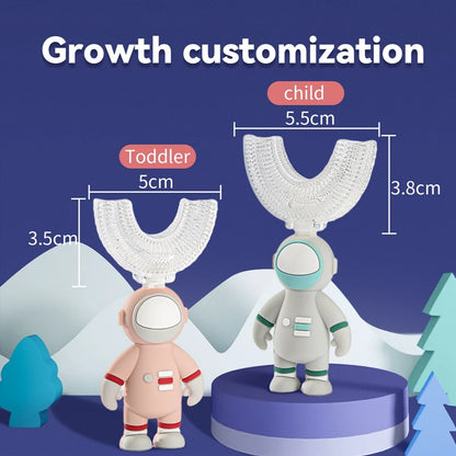 Astronaut Children U-Shape Toothbrush With Silicone Brush Handle Kids Teeth Oral Care Cleaning Whitening Toothbrush