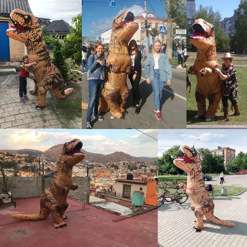 T-rex inflatable Suit Tyrannosaurus Dinosaur Costume Child Kids Adult Role-playing Fancy Halloween Mascot Party Apparel