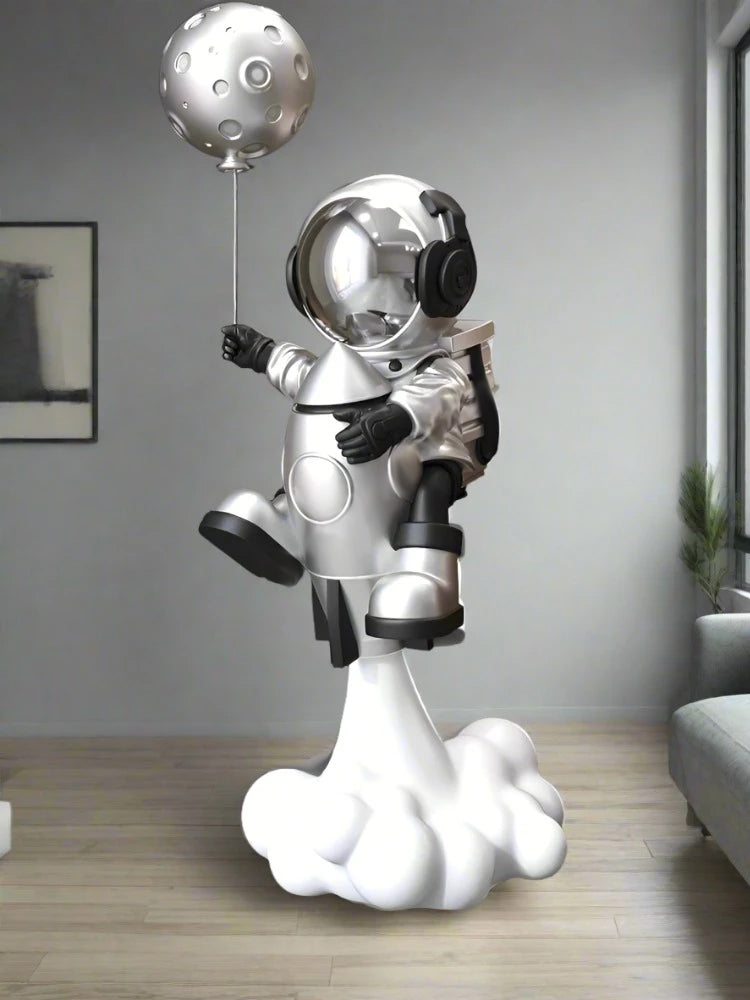 METAMOON Astronaut With Moon Balloon  Sculpture 95cm Large Floor-standing Decoration Living Room TV Cabinet Home Decoration Statue