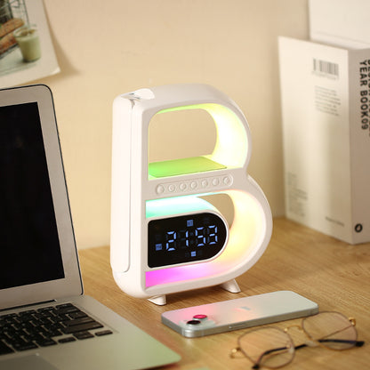 2024 New B-Shaped Bluetooth Speaker Multifunctional Smart Music Rhythm Lighting Phone Wireless Charger