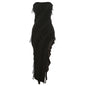 2024 Summer Trend Skinny Women's Fashion Tube Top Backless Split Tassel Dress Birthday Party Clubwear