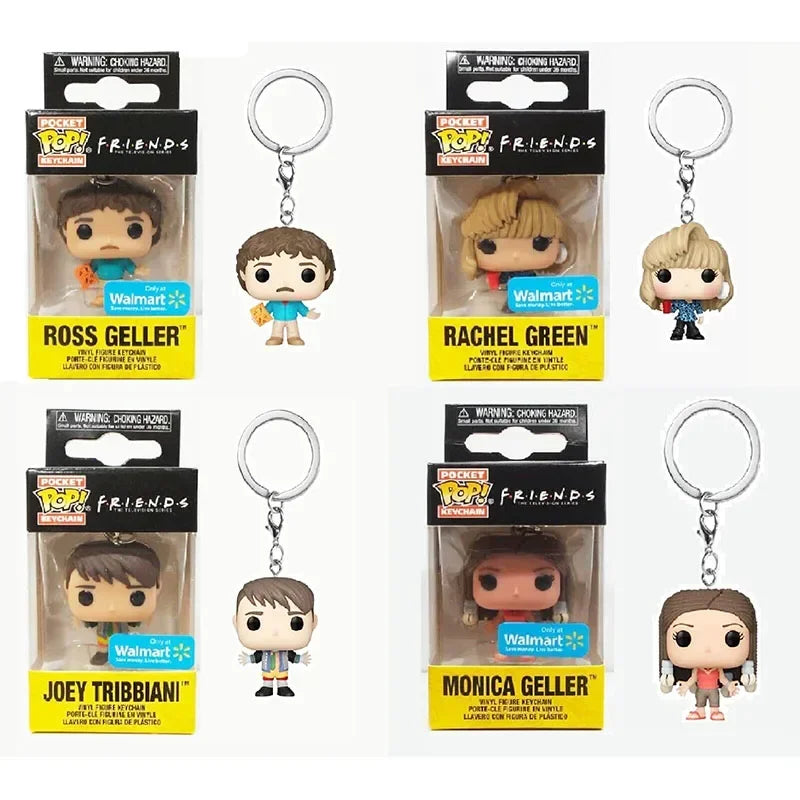 Friends RACHEL GREEN ROSS GELLER JOEY MONICA Keychains Toy Figures Collection Model Pocket Pop Keychain Vinyl Figure