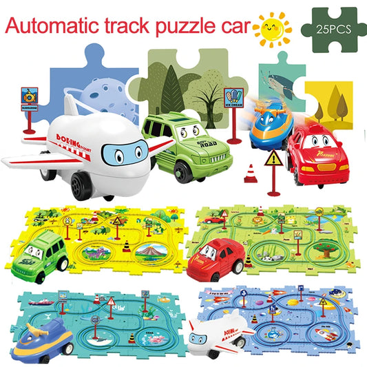 Puzzel Toy Set Rail Car DIY Assemble Jigsaw Flexible Railway Track Parent-child Interaction Toy Electric Car Puzzle Toys Gifts