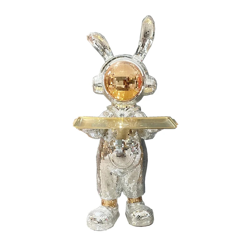 Metamoon Creative Space Rabbit Floor-standing Ornament Statue Home Decoration Ornament Sculpture Living Room High-end Resin Animal Tray