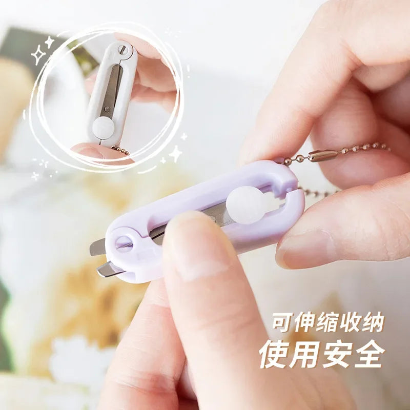 Cute Mini Portable Scissors Simple Folding Paper Cutter Student Stationery Scissor School Office Supplies Multifunction Keychain