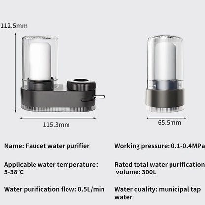 FLOWPURE Faucet Tap Water Purifier Physical Filtering for Home Kictchen 2 Filter Element Removable Washable Filter Water Purifier Aerator