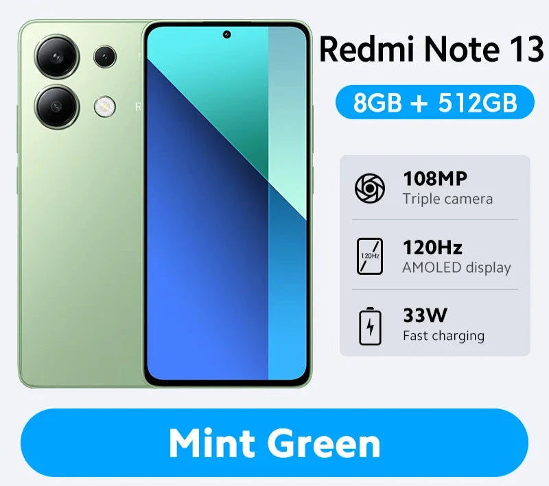 [Global Version] Xiaomi Redmi Note 13 Smartphone 128GB / 256GB 6.67" AMOLED display 108MP Camera Snapdragon 685 5000mAh