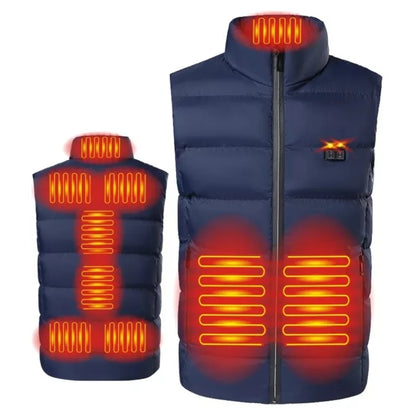 9 Areas Heated Vest Jacket USB Men Winter Electrically Heated Thermal Waistcoat for Hunting Hiking Warm Hunting Jacket