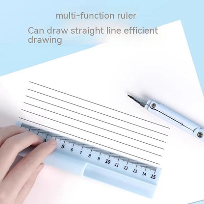 Three-in-one Multifunctional Compass Ruler With Pencil Refills Lead Math Geometry Tool Circle Student School Stationery Supplies