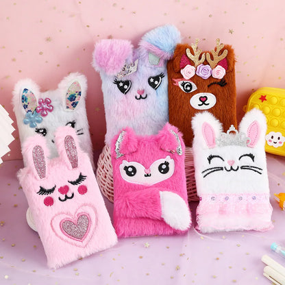 Children's New Cartoon Bunny Plush Notebook Girl Portable Mini Pocket Book Student Small Diary Book