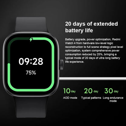 Global Version Xiaomi Redmi Watch 4 Smart Watch 1.97'' AMOLED Blood Oxygen Heart Rate Monitor Support Bluetooth Phone Call