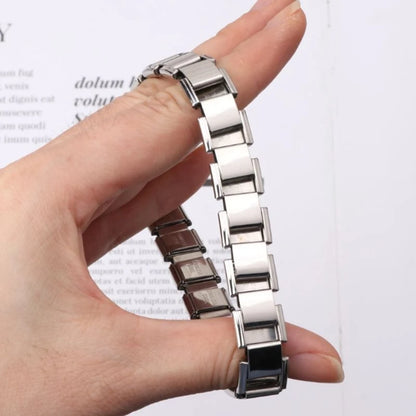 7/9mm Italian Starter Charm Bracelet Starting at 18 Links for Women Wrist Punk Style Stainless Steel Modular Links