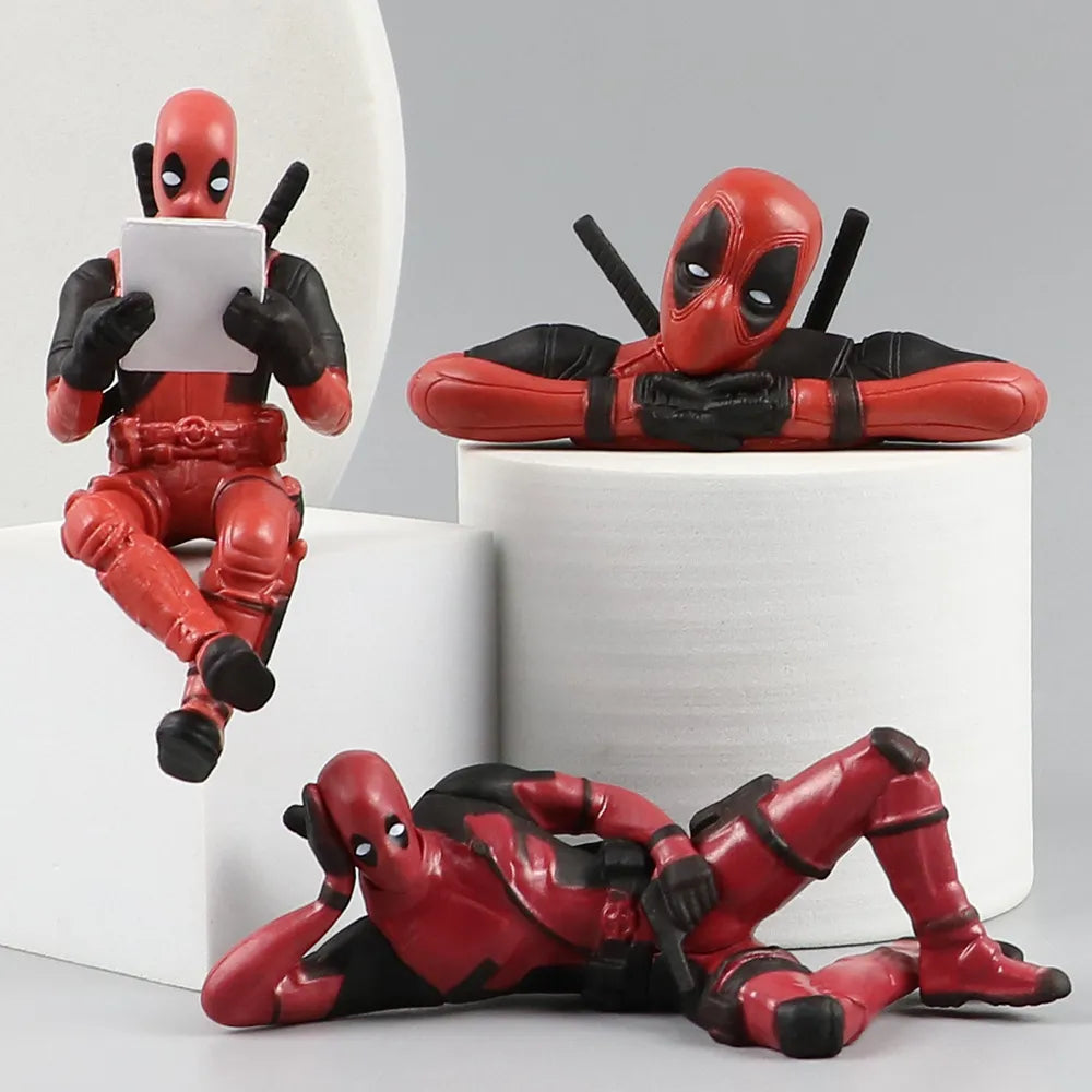 Marvel Desk Decoration Deadpool Car Home Office Marvel 8cm Funny Cute Figure Model Toys BANDAI