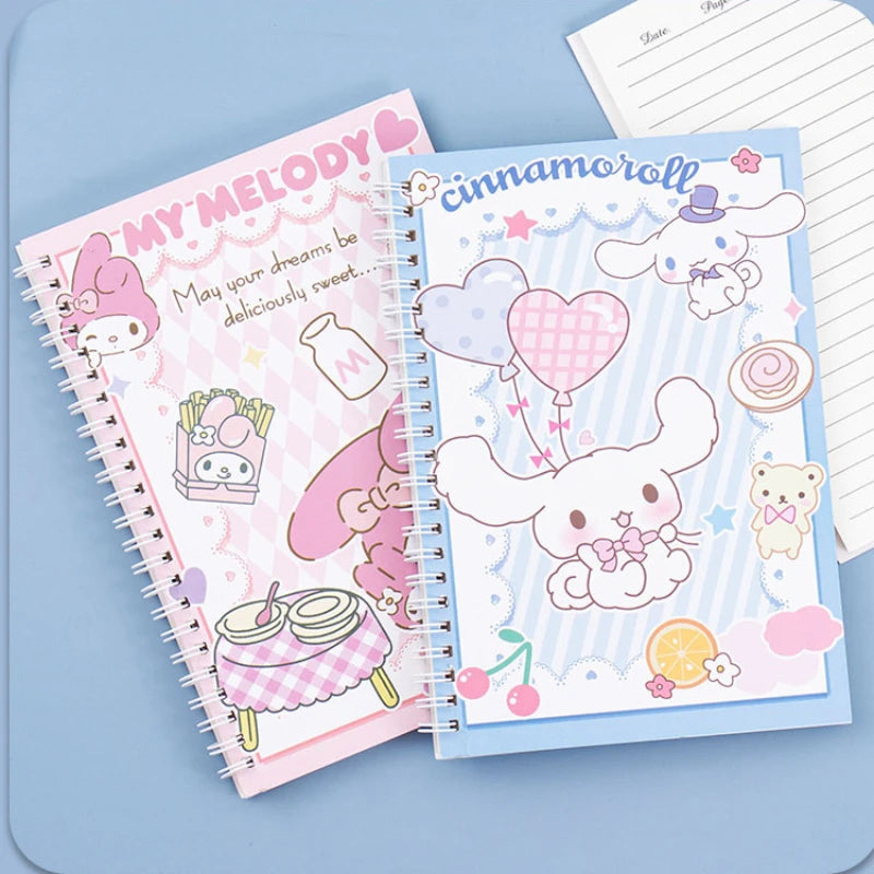 MINISO Kawaii Sanrio Kuromi Coil Notebook A5 Notebook Exercise Book Girls Cute Stationery Cinnamoroll Learning Stationery Notepad Diary