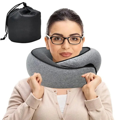 FLYHUGZ Travel Neck Pillow Memory Foam U-shaped Pillow Snail Style