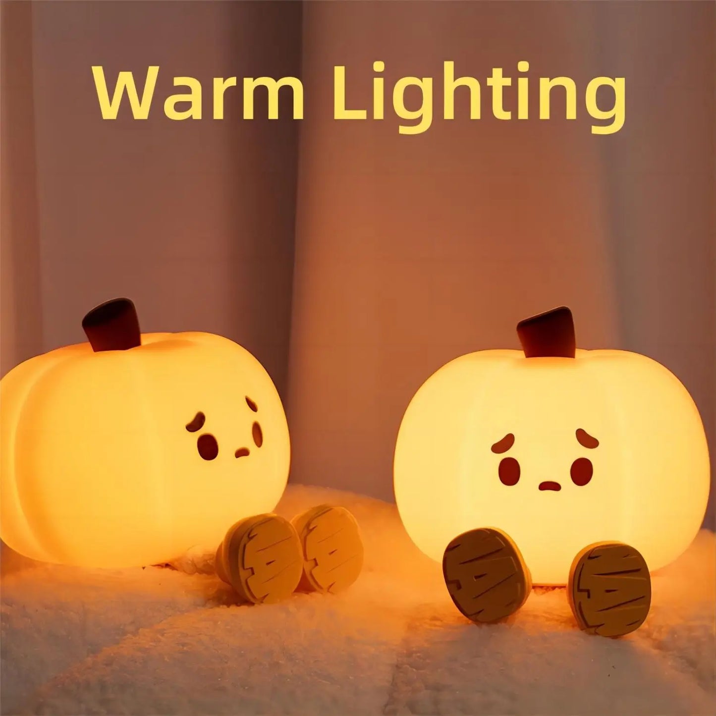 Trending Tik Tok Halloween Pumpkin Night Lights Cute Soft Silicone Safe Lamp Decorations Timing Dimmable Bedside