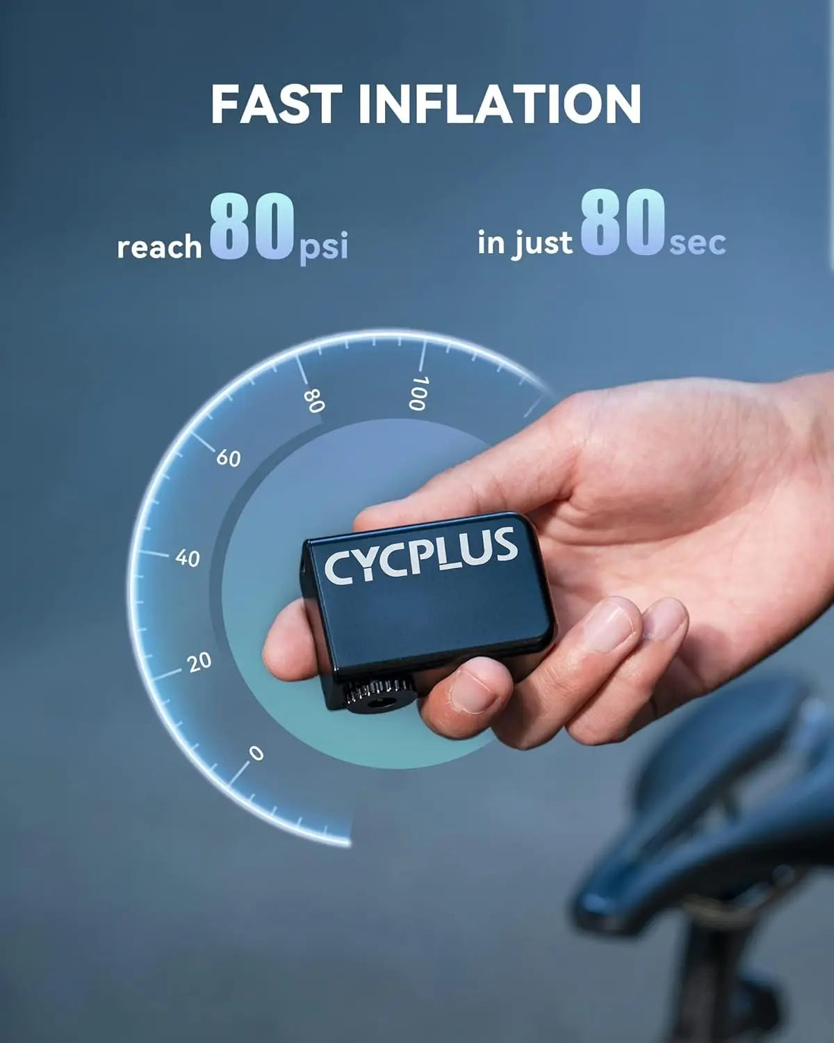 CYCPLUS Tiny Pump Bike Pump Portable Ultra-Mini 100PSI Electric Bicycle Pump Type-C Rechargeable Battery(Winner of The EUROBIKE Award 20