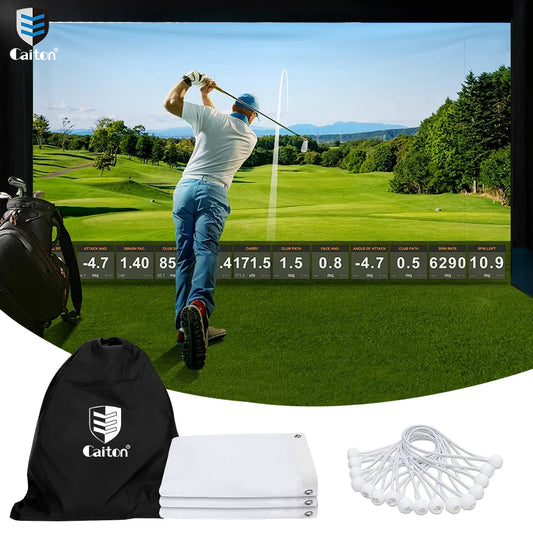 Caiton Golf Ball Simulator Impact Display Projection Screen, Indoor White Cloth Material, Golf Exercise Target