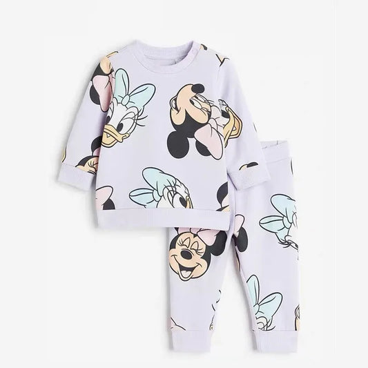 Girls Spring Autumn Disney  Minnie Mouse Sweatshirt+Pants 2pcs Set