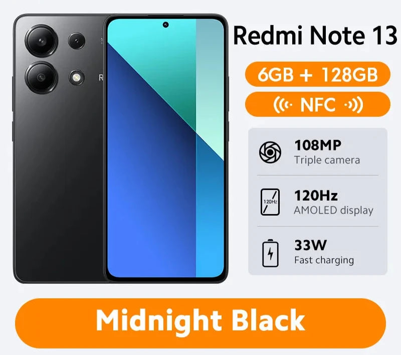 [Global Version] Xiaomi Redmi Note 13 Smartphone 128GB / 256GB 6.67" AMOLED display 108MP Camera Snapdragon 685 5000mAh