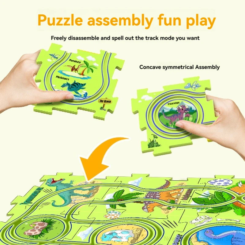 Puzzel Toy Set Rail Car DIY Assemble Jigsaw Flexible Railway Track Parent-child Interaction Toy Electric Car Puzzle Toys Gifts