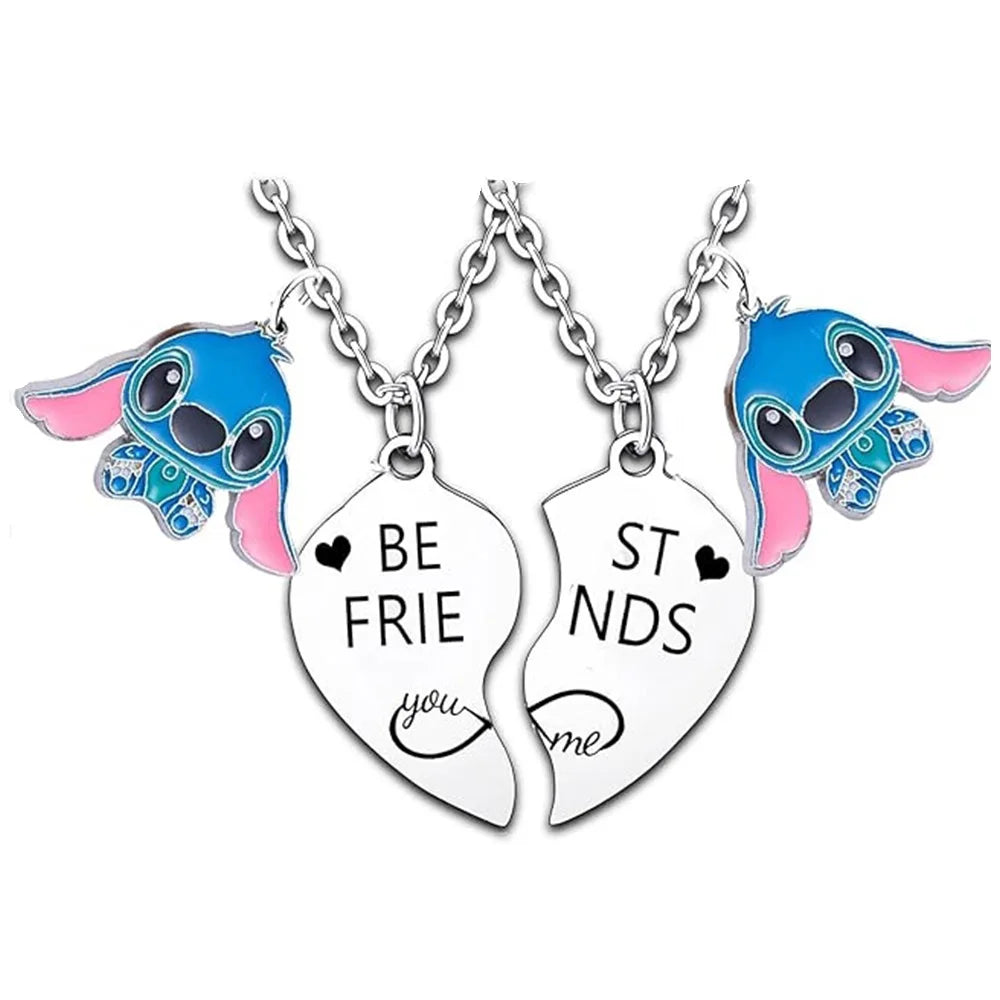 Disney  Lilo & Stitch Necklace Cute Cartoon Stitch Enamel Pendant Necklaces Jewellery Best Friends