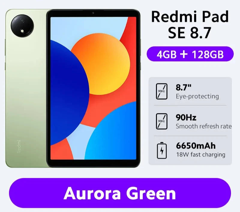 Global Version Xiaomi Redmi Pad SE 8.7 LCD MediaTek Helio G85 octa-core CPU 6650mAh Battery 18W fast charging 8MP Camera 90Hz