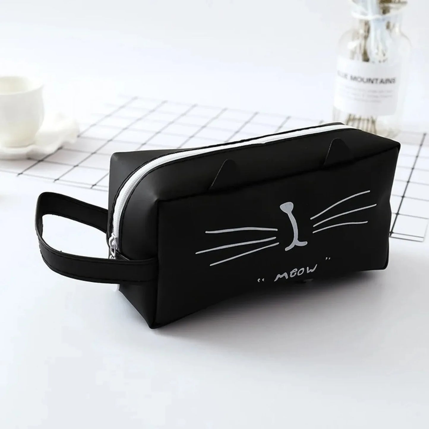 Kawaii Cute Cat Pen Pencil Bag Silicon School Stationary Receive Tools Makeup Pouch Cosmetics Caseback To School