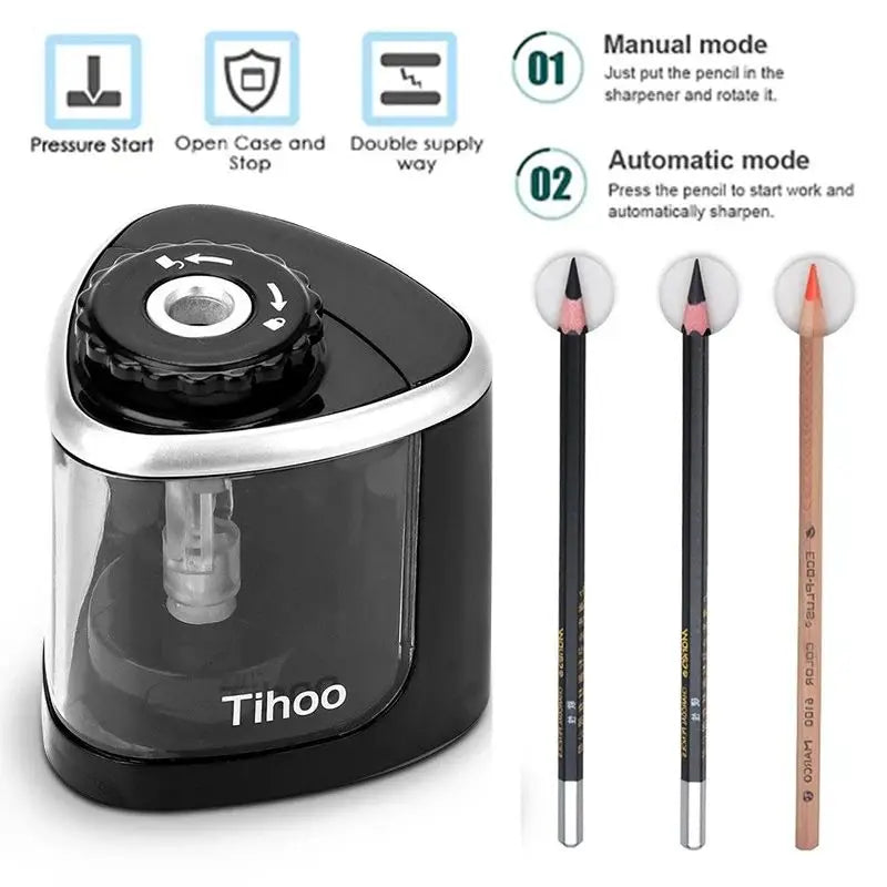 Electric Auto Pencil Sharpener for Students, Helical Steel Blade Sharpener for Artists, Colored Pencils for Kids and Adults