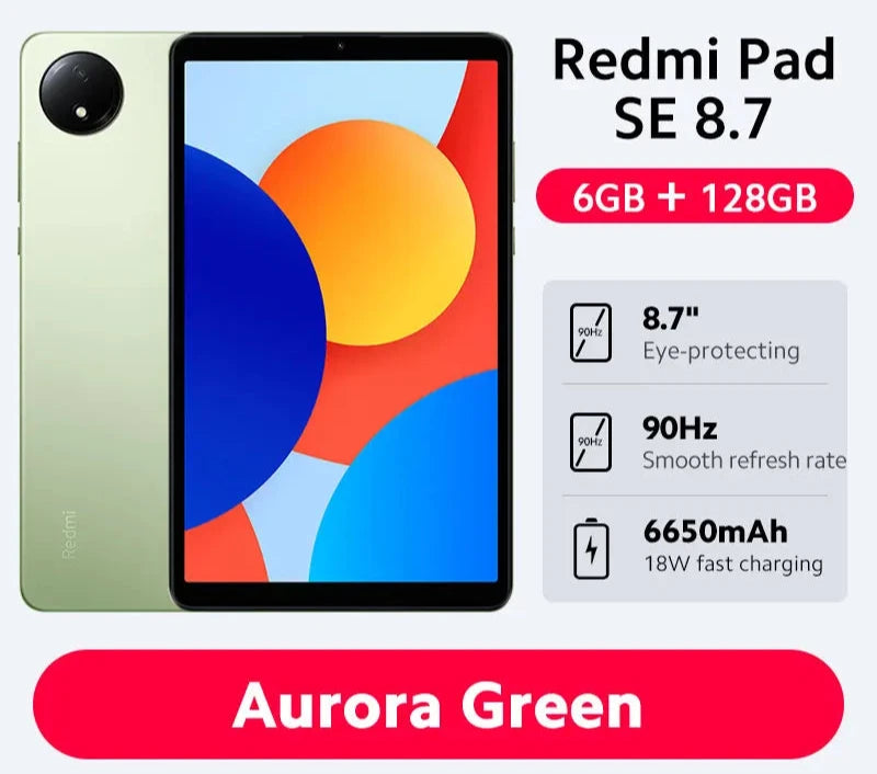 Global Version Xiaomi Redmi Pad SE 8.7 LCD MediaTek Helio G85 octa-core CPU 6650mAh Battery 18W fast charging 8MP Camera 90Hz