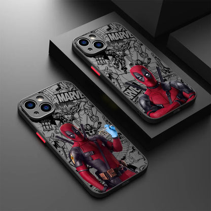 Marvel Deadpool Hard PC Luxury Matte Cover Case for iPhone XR X 14 Plus XS Max 8 Plus 13 Mini 15 Pro Max 12 11 Pro 7 12 Pro