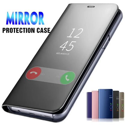 Smart Mirror Flip Case For Samsung Galaxy S24 S23 S22 S21Ultra S20 FE S10 S9 S10E Note 20 Plus Phone Protective Cover With Stand