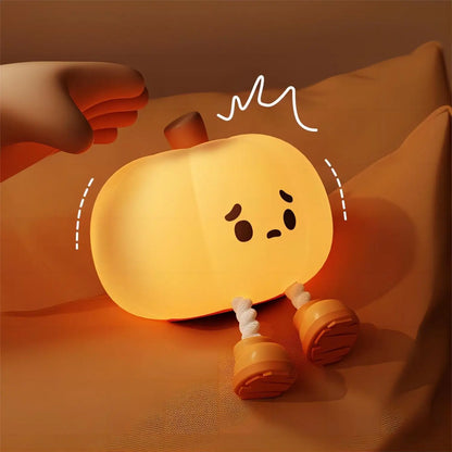 Trending Tik Tok Halloween Pumpkin Night Lights Cute Soft Silicone Safe Lamp Decorations Timing Dimmable Bedside