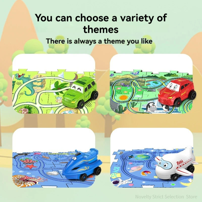 Puzzel Toy Set Rail Car DIY Assemble Jigsaw Flexible Railway Track Parent-child Interaction Toy Electric Car Puzzle Toys Gifts